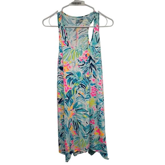Womens XXS Lilly Pulitzer Melle Trapeze Tank Dress Blue Floral Print - Picture 1 of 5